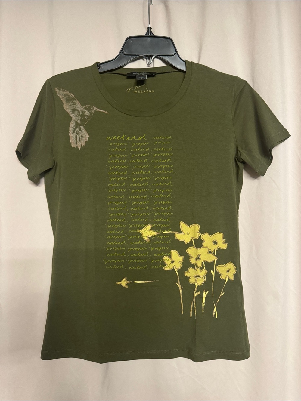 Weekend Max Mara Short-Sleeve Graphic T-Shirt, Size M, Color Olive Green